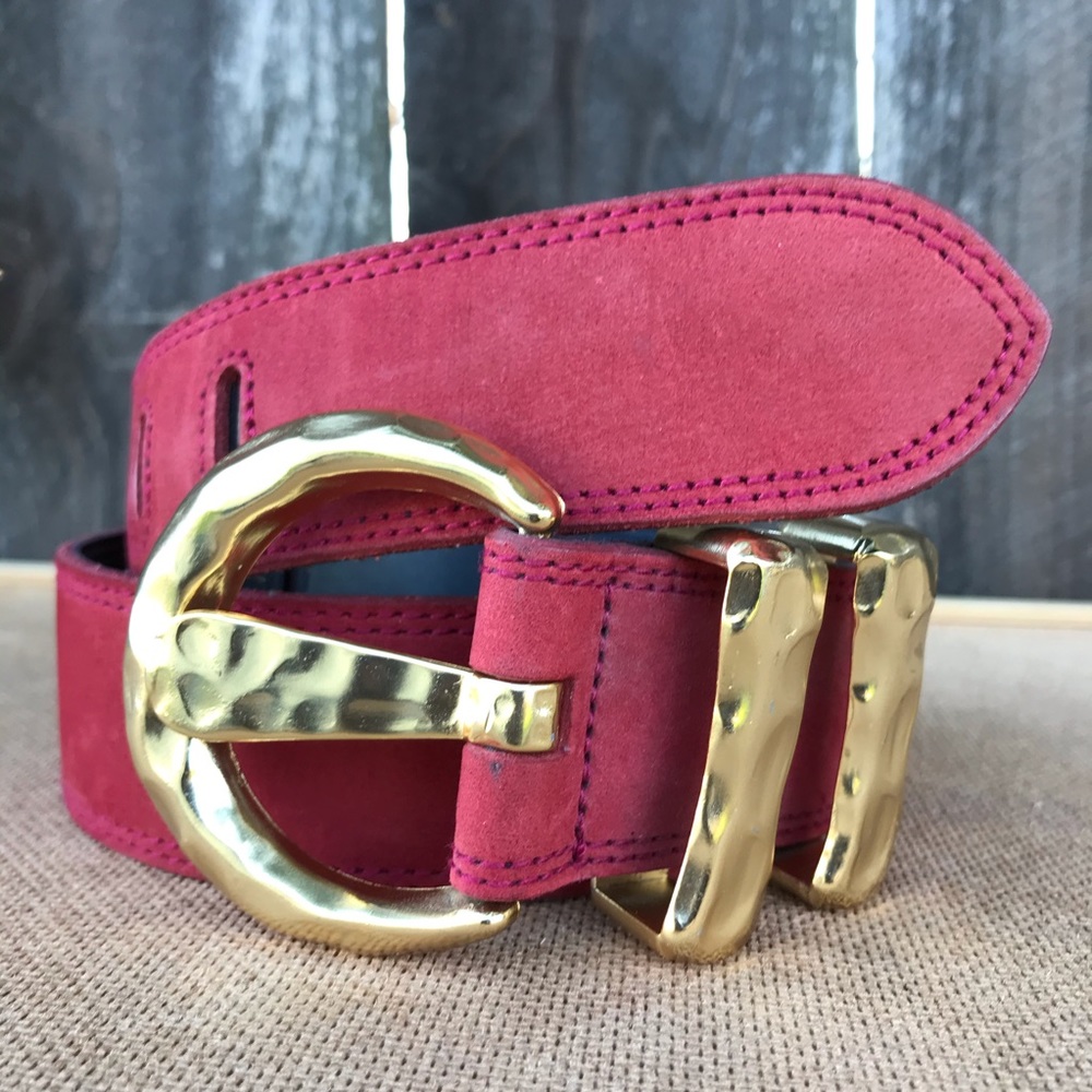 Vintage Express Suede Gold Buckle Leather Belt